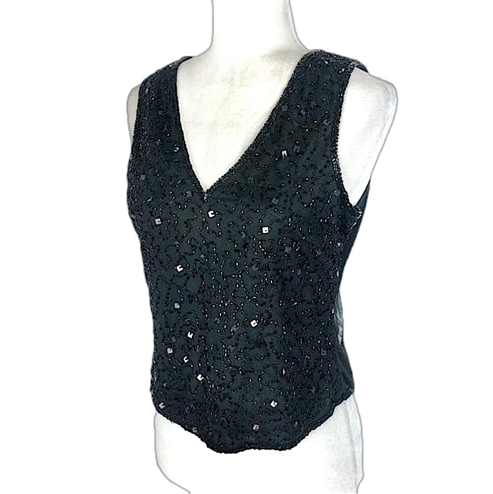 Black top with beads and sequins
